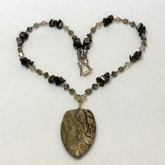 FINAL SALE PRICE Lia Rosa Designs Handmade Necklace in Brown & Gold - Picture 1 of 7